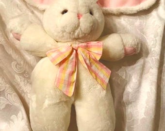 Vintage White long eared lop eared bunny rabbit plush stuffed animaL