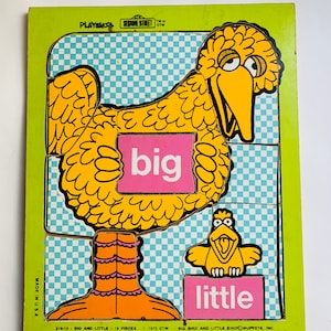 Vintage Playskool Sesame Street puzzle Big Bird Little Bird wooden 13 pieces 1973