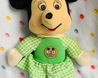 Vintage Minnie Mouse Talking Plush 1975 Knickerbocker Toy Company 11”