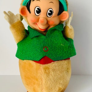 Vintage Pinocchio Gund Walt Disney Prod Roly Poly Plush Toy Rubber Face