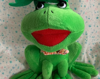 Vintage King Plush Frog Under Lily Pad 2002 7” Stuffed Animal