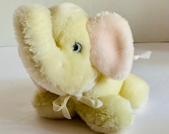 Vintage Eden Toys Elephant Rattle Plush 6.5” 80s made in Korea