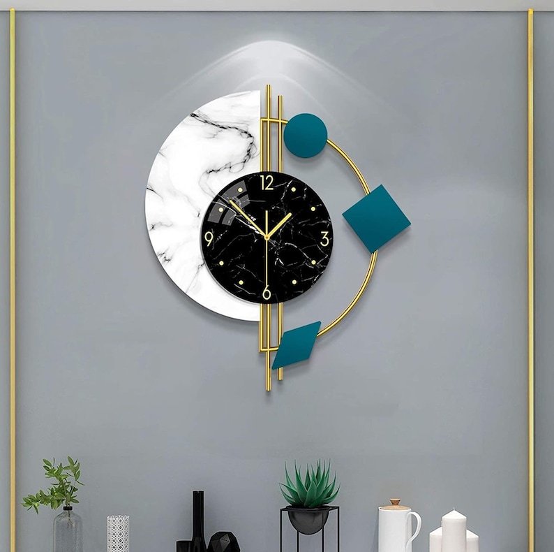 Large wall clocks for living room decor modern silent wall etsy