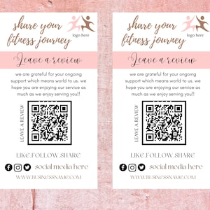 Fitnessvisitekaartjes | Verpakking van 2 | gepersonaliseerd | bewerkbaar |reviewverzoek personal trainer | fitnesscoach| DIY|Directe download|Canva