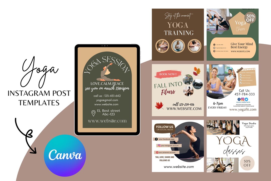 Editable Yoga FLYER Canva Social Media Flyer Yoga Instagram Post web ...