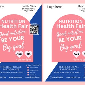 Event Health FLYER CANVA|A4 Flyer template |health poster|editable flyer|nutrition health fair flyer| diy|digital| clinic|instant download