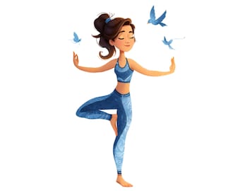 yoga blue | Fitness png| Health poster| social media flyer| heart| planner stickers| transparent PNG| digital|instant download|