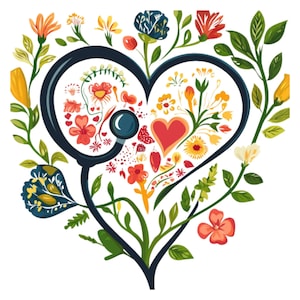 Gezondheids-png| Gezondheidsposter|kleurrijk|hartslag|socialmedia|plannerstickers| transparant png-bestand| digitaal|directe download | verpleegster| gezondheid bloemen