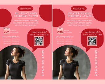 Pilates Health FLYER CANVA| A4 Flyer template |health poster| editable flyer |diy flyer| Pilates flyer|digital|clinic|instant download