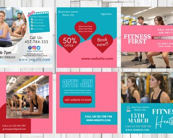 Modern Fitness Health FLYER Canva| social media| Modern Instagram post |web banner|editable|coach|health poster|diy|instant download|digital