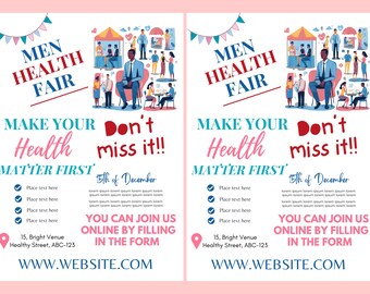 Plantilla de folleto para la salud masculina en CANVA/ A4/cartel de salud/ folleto editable/folleto DIY/ folleto para feria de salud masculina/digital/clínica/ descarga instantánea