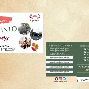 VOLANTINO FITNESS / modello di cartolina / perdita di peso / allenatore di fitness stampabile / volantino fai da te / volantino Incontra l'allenatore / cross fit / personal trainer