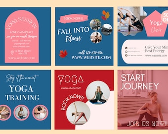 Yoga Fitness Health FLYER Canva| social media flyer| yoga Instagram post |web banner |editable| coach| health poster|diy|instant download|