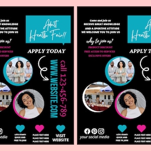 Health Fair FLYER CANVA| A4 Flyer template |health poster|editable flyer|diy| health care|digital| clinic template|instant download