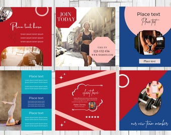 Folleto de salud y fitness en Canva/ folleto para redes sociales/ publicación de Instagram sobre fitness/ banner web/ editable/ entrenador/ póster de salud/ hazlo tú mismo/ descarga instantánea/ digital