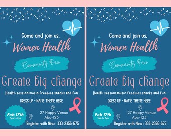 Plantilla de folleto para feria de salud en CANVA/A4/cartel de salud/folleto editable/folleto para hacer tú mismo/folleto para feria de salud femenina/digital/descarga instantánea