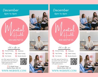 Mental Health FLYER CANVA| A4 Flyer template |health poster| editable flyer |diy flyer| Mental Health flyer|digital| clinic|instant download