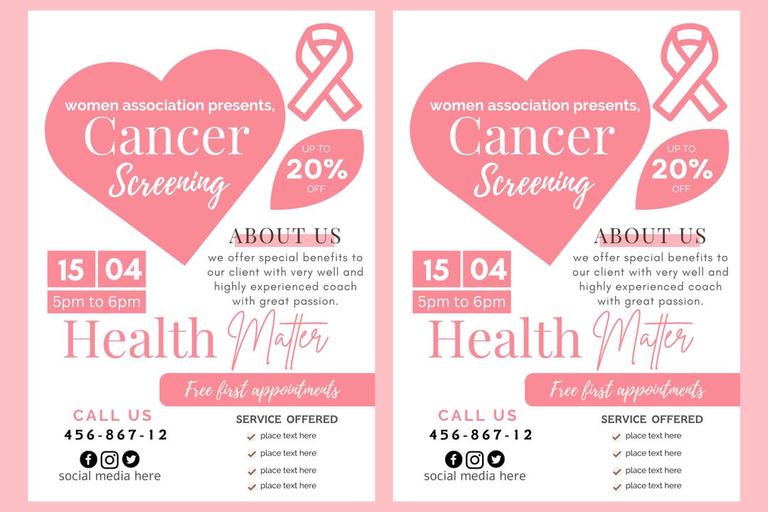 Pamplets Cancer Example Cancer Health FLYER CANVA| A4 Flyer Template |health Poster| Editable ...