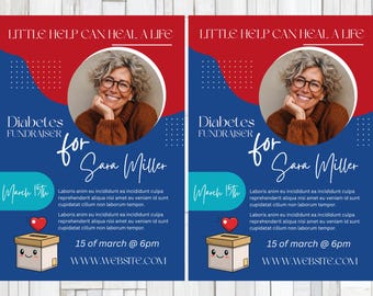Diabetes Health FLYER CANVA| A4 Flyer template |health poster| editable|diy| Diabetes Fundraiser flyer|digital| clinic| instant download