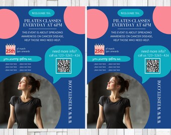 Pilates Health FLYER CANVA| A4 Flyer template |health poster| editable flyer |diy flyer| Pilates flyer|digital|clinic|instant download