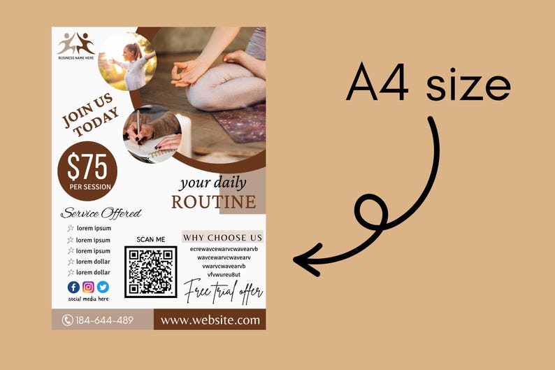 Flyer Routine Fitness Flyer CANVA| A4 Flyer Template |weight Loss Flyer Template ...