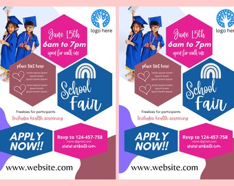 Folleto de salud escolar CANVA / Plantilla de folleto A4 / Póster de salud / Folleto editable / Hazlo tú mismo / Folleto para feria de salud escolar / Digital / Clínica / Descarga instantánea