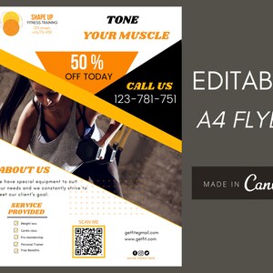 FITNESS FLYER | A4 Gym Flyer template |weight loss flyer template |Fitness flyer printable |diy flyer| flyer template|digital
