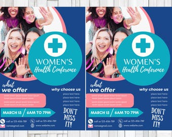 Conference Health FLYER CANVA| A4 Flyer template |health poster| editable flyer |diy | Conference flyer|digital| clinic|instant download