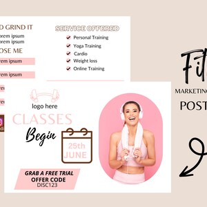 VOLANTINO FITNESS / modello di cartolina / perdita di peso / allenatore di fitness stampabile / volantino fai da te / volantino Incontra l'allenatore / personal trainer