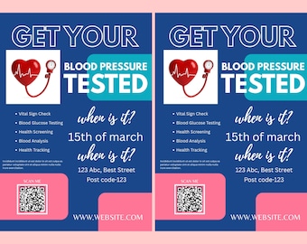 Health Pressure FLYER CANVA| A4 Flyer template |health poster| editable |diy |Pressure flyer |nurse|digital|instant download