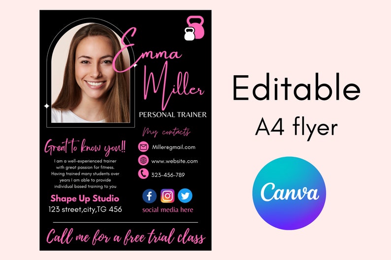 Editable Fitness Flyer| A4 Size| Gym Instructor| Coach| Personal ...