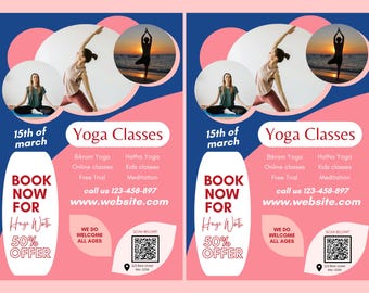 Health Yoga FLYER CANVA| A4 Flyer template |health poster| editable |diy | yoga flyer |nurse|digital| clinic templates|instant download