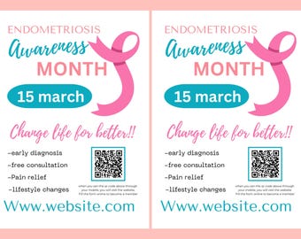 Hälsa Endometrios FLYER CANVA | A4 Flyermall | hälsoposter | redigerbar | gör-det-själv | Endometriosmedvetenhetsflyer | digital | direktnedladdning