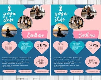 Plantilla de folleto de yoga y salud en CANVA/ A4 / póster de salud / editable / hazlo tú mismo / folleto de yoga / enfermera / digital / plantillas para clínicas / descarga instantánea