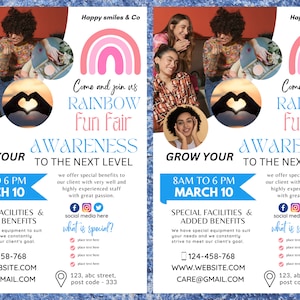 Rainbow FLYER CANVA| fundraiser |health poster| editable flyer |diy| rainbow fair flyer|nurse|digital|clinic |instant download