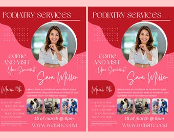 Podotherapie FLYER CANVA| Sjabloon A4-flyer |gezondheidsposter| bewerkbare flyer | DIY-flyer| Flyer podologie|digitaal| kliniek| direct downloaden