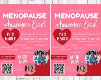 Health Menopause FLYER CANVA| A4 Flyer template |health poster| editable|diy| Menopause flyer| nurse|digital| clinic| instant download