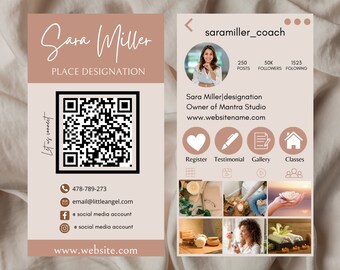 Tarjetas de presentación de salud y fitness / paquete de 2 / personalizadas / editables / entrenador personal / preparador físico / bricolaje / descarga instantánea / Canva / para mujeres