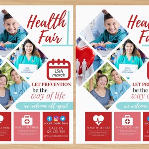 健康フェア フライヤー CANVA | A4 フライヤーテンプレート | 健康ポスター | 編集可能 | コーチ | DIY | ヘルスケア | デジタル | クリニックテンプレート | すぐにダウンロード
