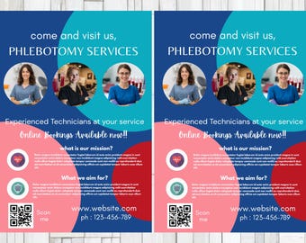 Phlebotomy Health FLYER CANVA| A4 Flyer template |health poster| editable flyer |diy flyer| Phlebotomy flyer|digital|clinic|instant download