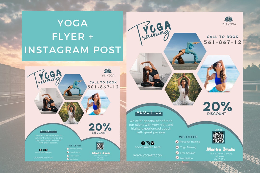 Yoga FLYER Canva|a4 Flyer|instagram Post Template|social Media Flyer ...