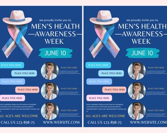 Health Men FLYER CANVA| A4 Flyer template |health poster| editable |diy | Men Health Week flyer |nurse|digital|clinic|instant download