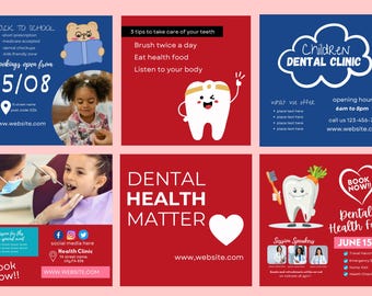 Dental Health FLYER Canva| social media| Dental Instagram post |web banner |editable| coach |diy| instant download|digital