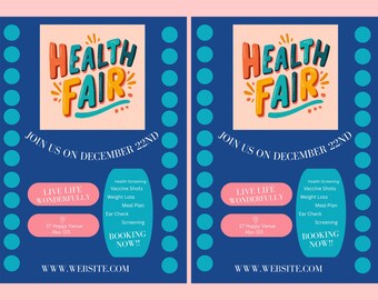 Health Fair FLYER CANVA| A4 Flyer template |health poster| editable |diy | Health Fair flyer |nurse|digital| clinic|instant download