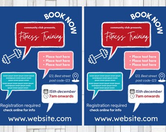 Health Fitness FLYER CANVA| A4 Flyer template |health poster| editable |diy |fitness flyer |nurse|digital|clinic|instant download
