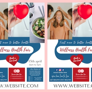 Wellness HealthFair FLYER CANVA| A4 Flyer template |health poster| editable flyer |diy| health care|digital| clinic | instant download