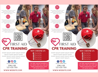 Cpr Health flyer|Canva| first aid flyer|health poster| editable flyer |diy flyer| nurse|digital| clinic templates| instant download