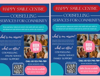 Health Counsellor FLYER CANVA| A4 Flyer template |health poster| editable |diy |  Counsellor flyer |nurse|digital| clinic|instant download