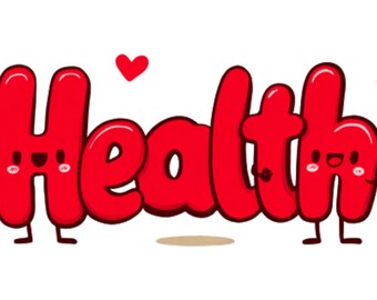 Red Health png| kids gift |Health poster| social media flyer| heart| planner stickers| transparent PNG| digital|instant download|