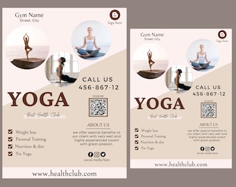 VOLANTE DE FITNESS CANVA/Plantilla de volante A4/plantilla de volante de pérdida de peso/volante de fitness imprimible/editable {volante de bricolaje/volante de yoga/digital